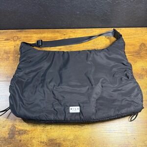 WILO THE LABEL Black Nylon Large Crossbody Messenger Bag Adjustable Strap